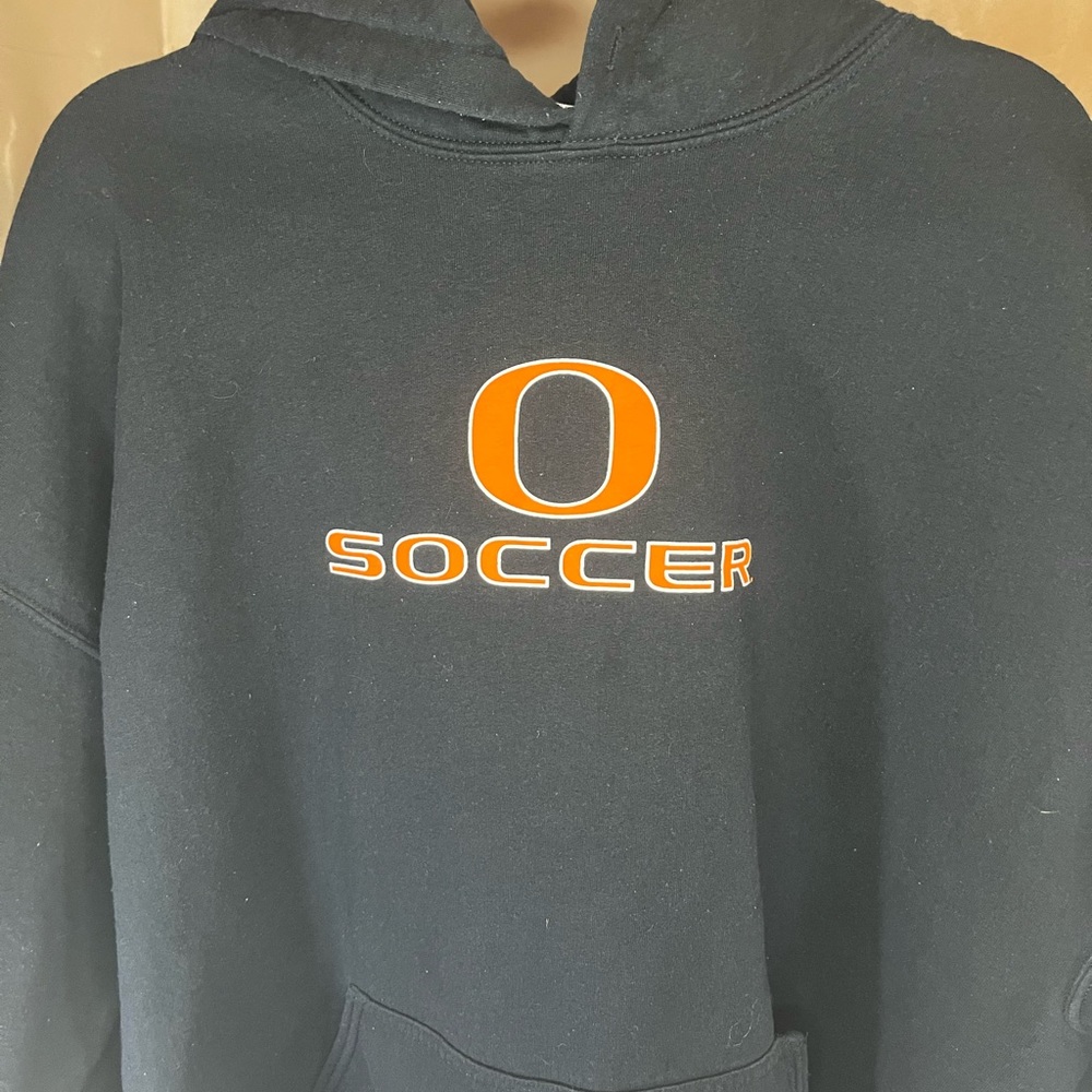 Gildan Black Hoodie with Orange Soccer Print